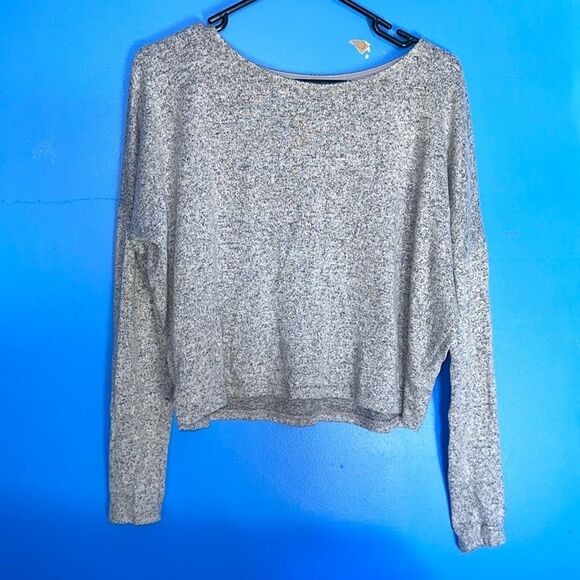 Unbranded Sweaters - Cropped Sweater Long Sleeve Super Soft Black/White/Gray Size Large Women's Top